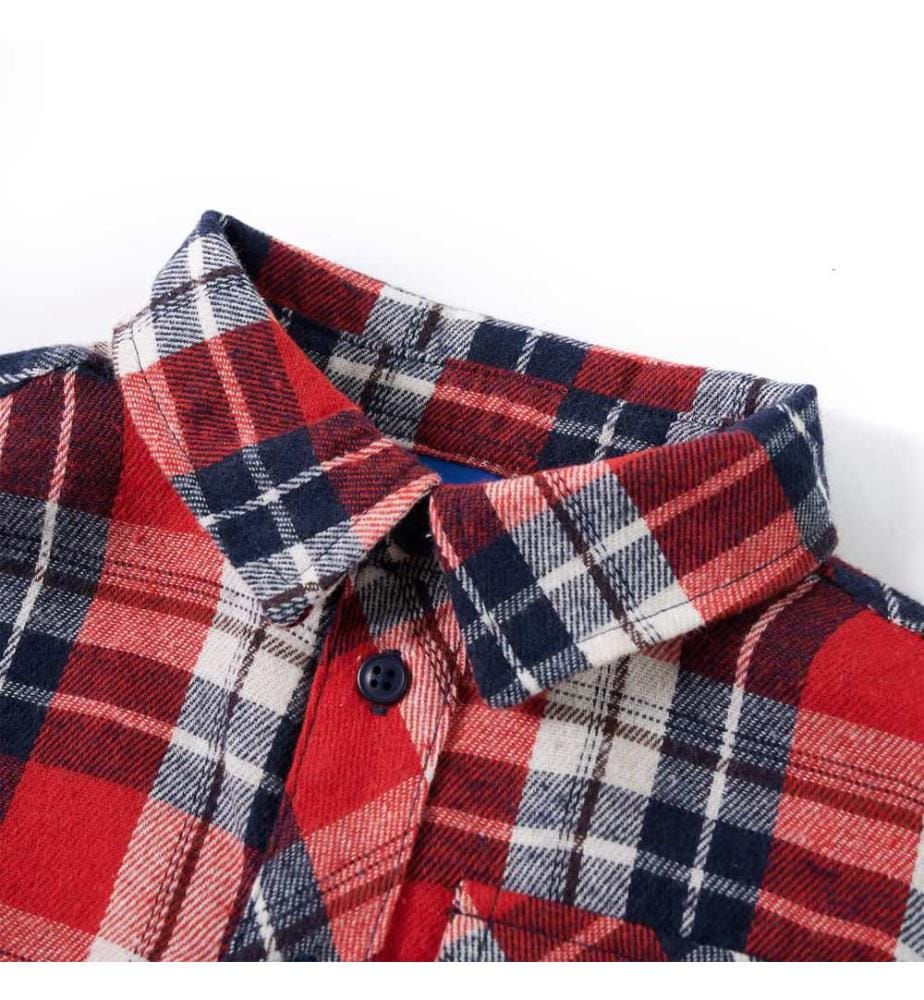 Kinderhemd Karomuster Rot und Marineblau 104