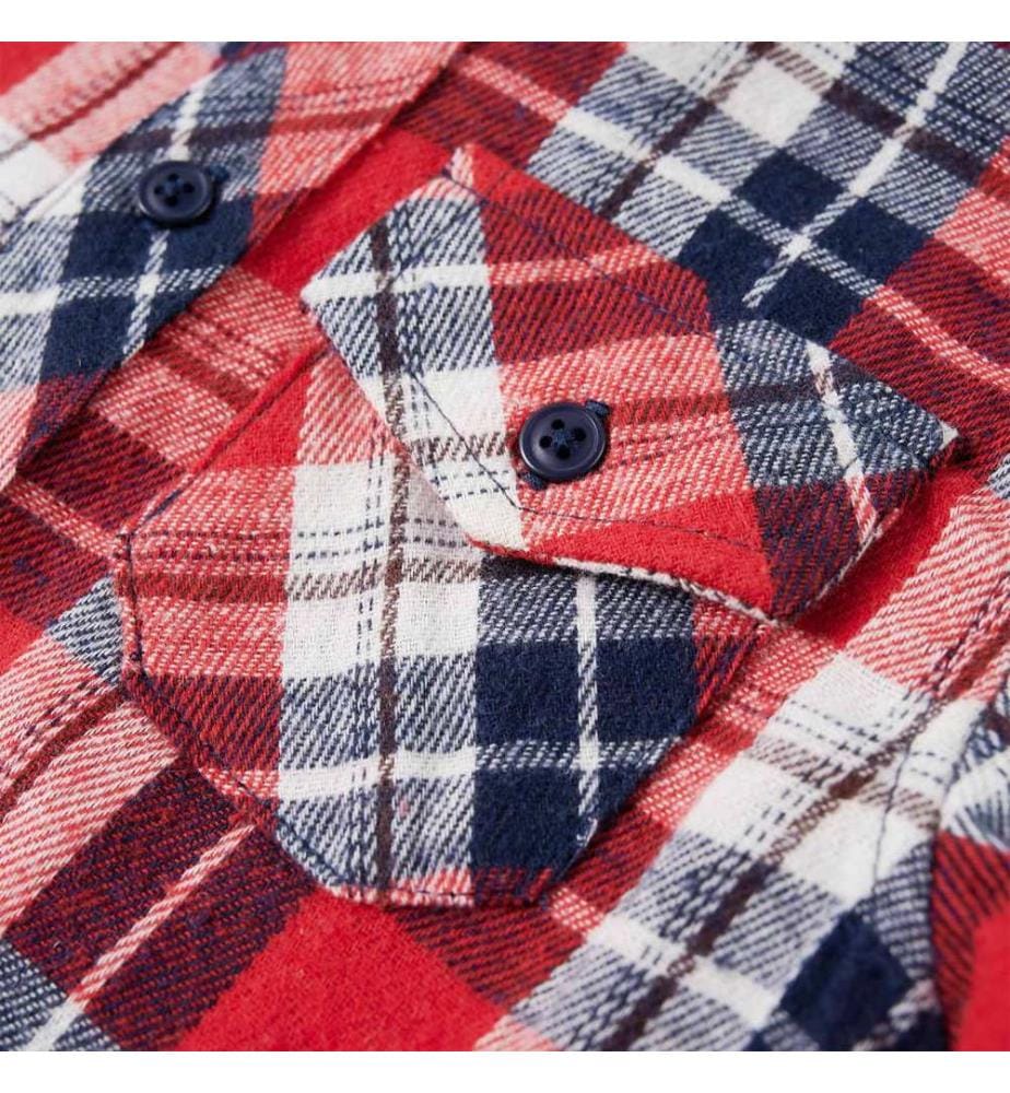 Kinderhemd Karomuster Rot und Marineblau 104