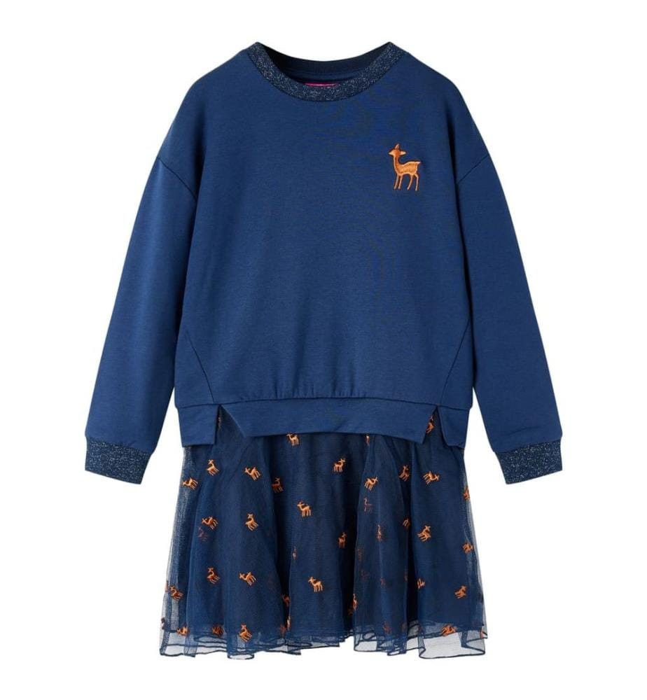 Kinderkleid mit Langen Ärmeln Marineblau 128