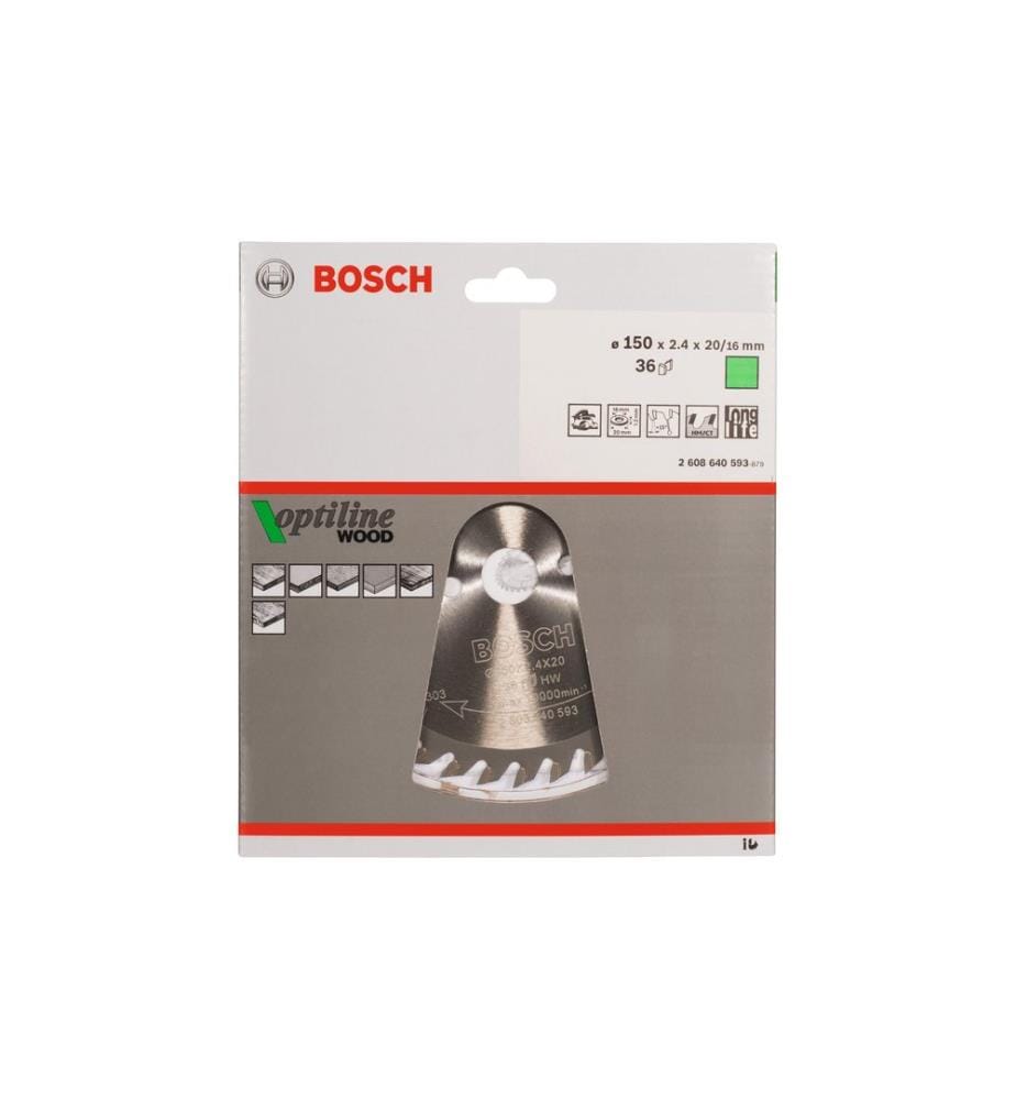 BOSCH - Professional Lame de scie circulaire Optiline Wood, 150 x 20 x 2.4 mm, Z 36