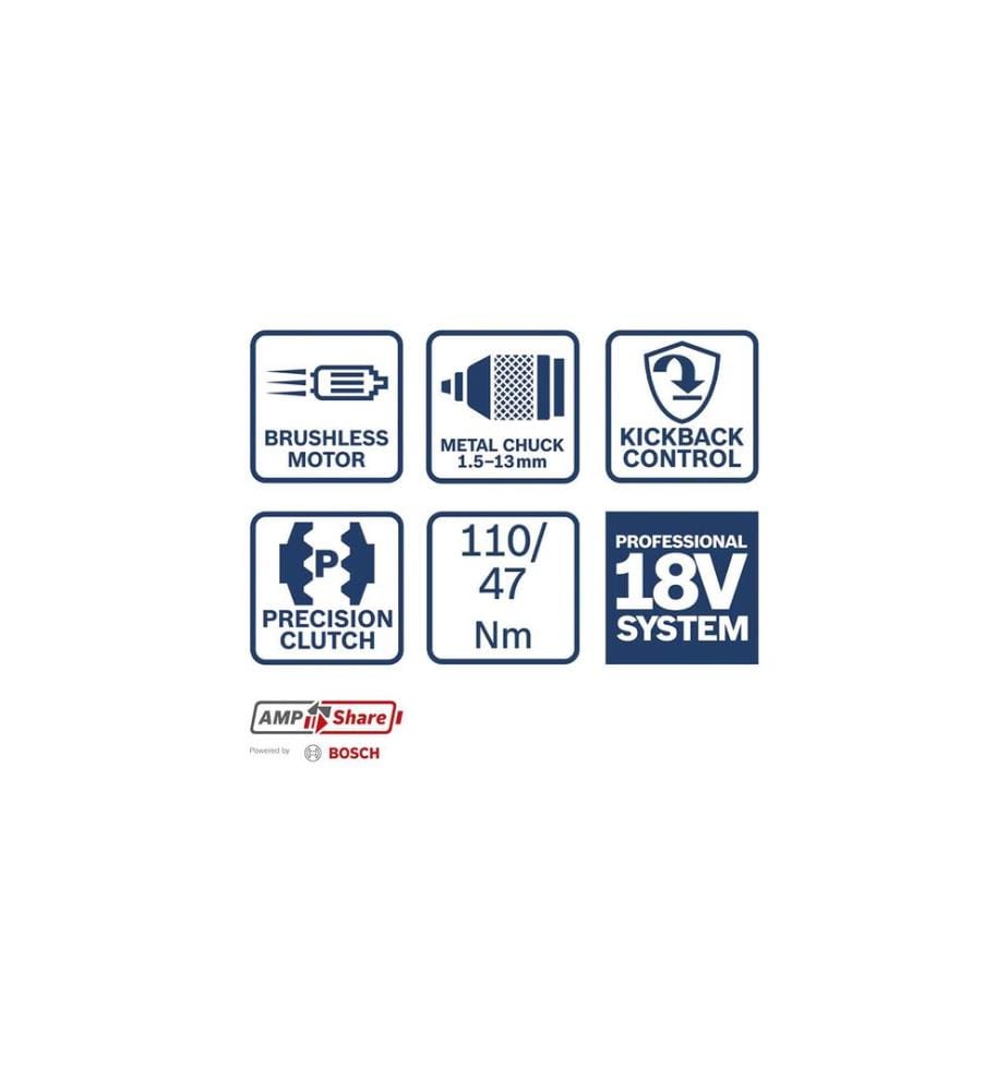 BOSCH - Professional Perceuse-visseuse sans fil PRO GSR 18V-110 C en L-BOXX (sans batterie)