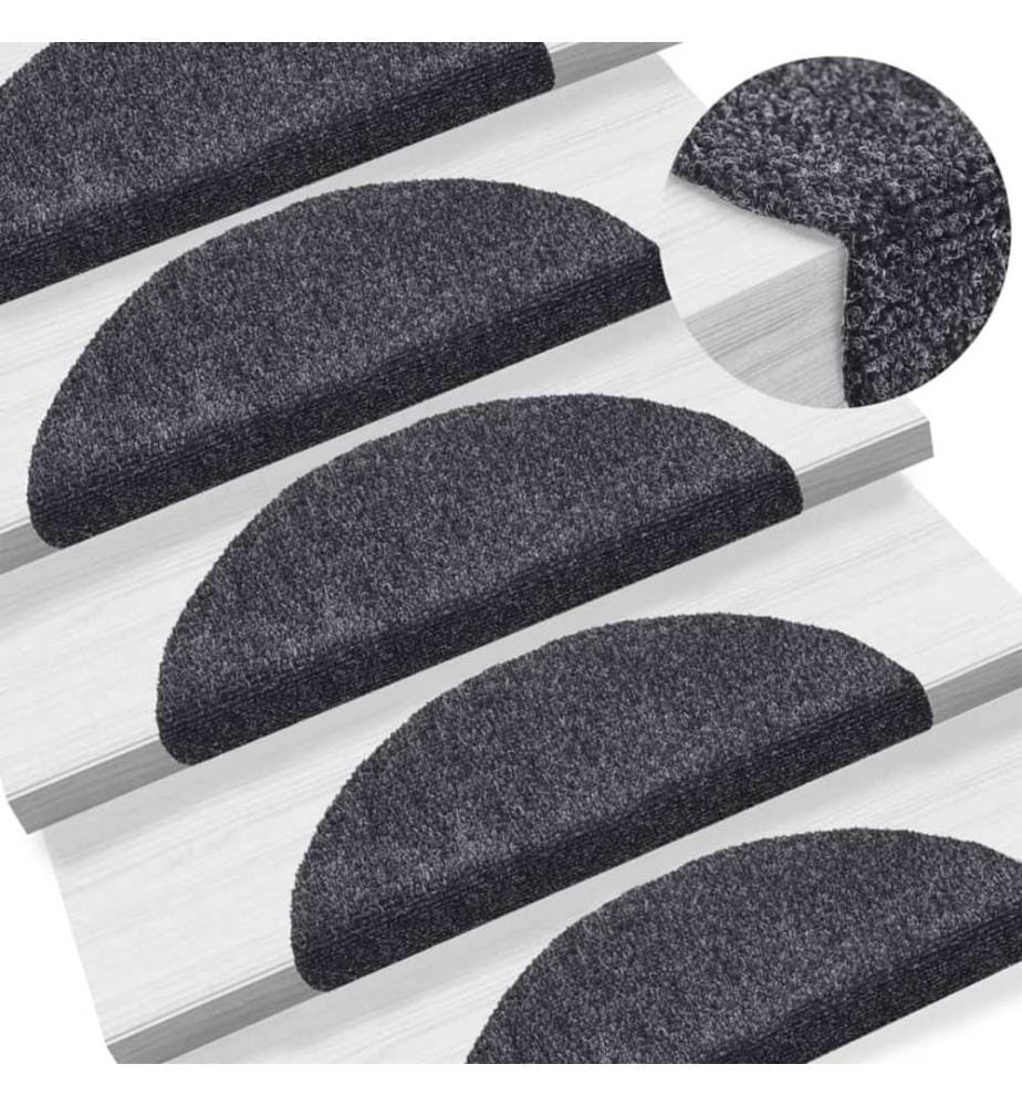 Stufenmatten Selbstklebend 15 Stk. 56x17x3 cm Dunkelgrau Halbrund
