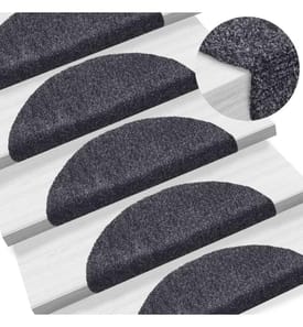 Tapis d'escalier autocollants 15 pièces 56 x 17 x 3 cm Gris foncé Demi-rond