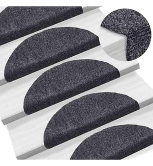 Stufenmatten Selbstklebend 15 Stk. 56x17x3 cm Dunkelgrau Halbrund