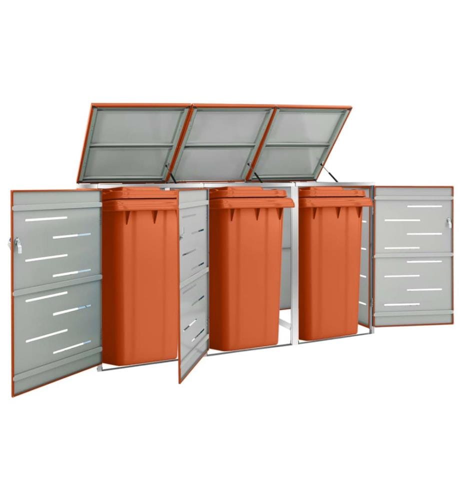 Abri pour trois poubelles 207x77,5x112,5 cm Inox