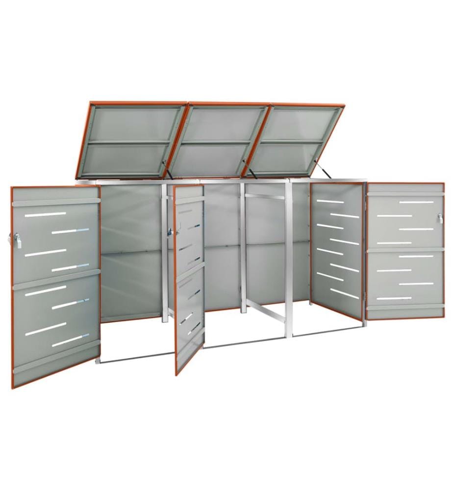 Abri pour trois poubelles 207x77,5x112,5 cm Inox