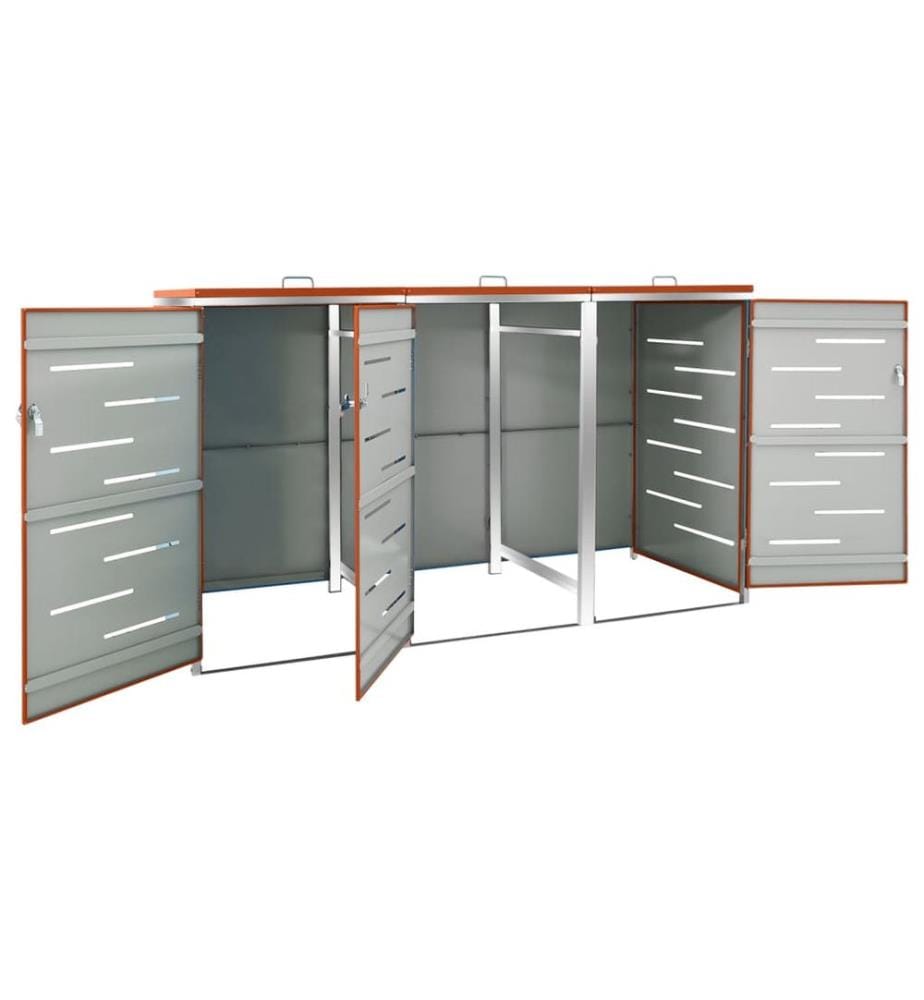Abri pour trois poubelles 207x77,5x112,5 cm Inox