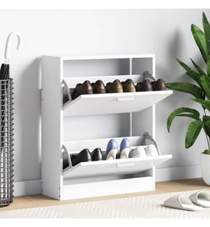 Meuble à chaussures en bois avec 2 compartiments Blanc