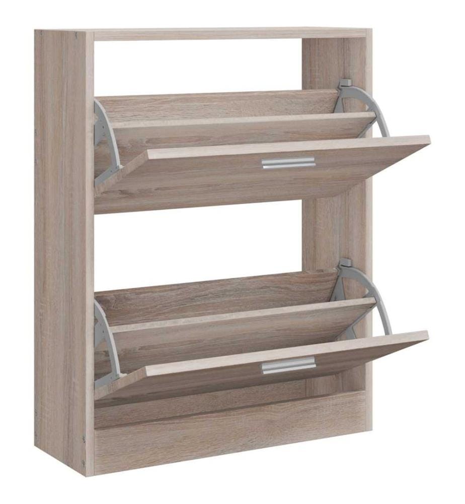 Schuhschrank Holz in Eichen-Optik mit 2 Schuhkippern