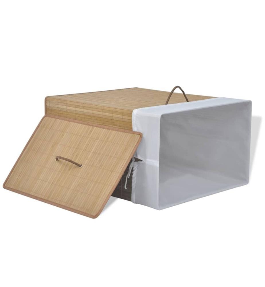 Panier à linge rectangulaire Bambou Naturel