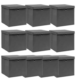 Aufbewahrungsboxen mit Deckeln 10 Stk. Grau 32x32x32 cm Stoff
