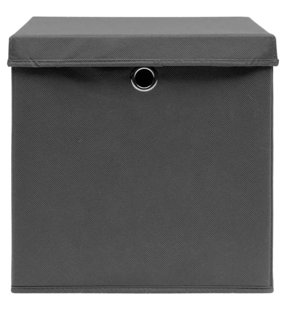 Aufbewahrungsboxen mit Deckeln 10 Stk. Grau 32x32x32 cm Stoff