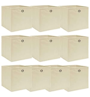 Aufbewahrungsboxen 10 Stk. Creme 32x32x32 cm Stoff