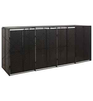 Mülltonnenbox für 4 Tonnen Schwarz 274x80x117 cm Poly Rattan