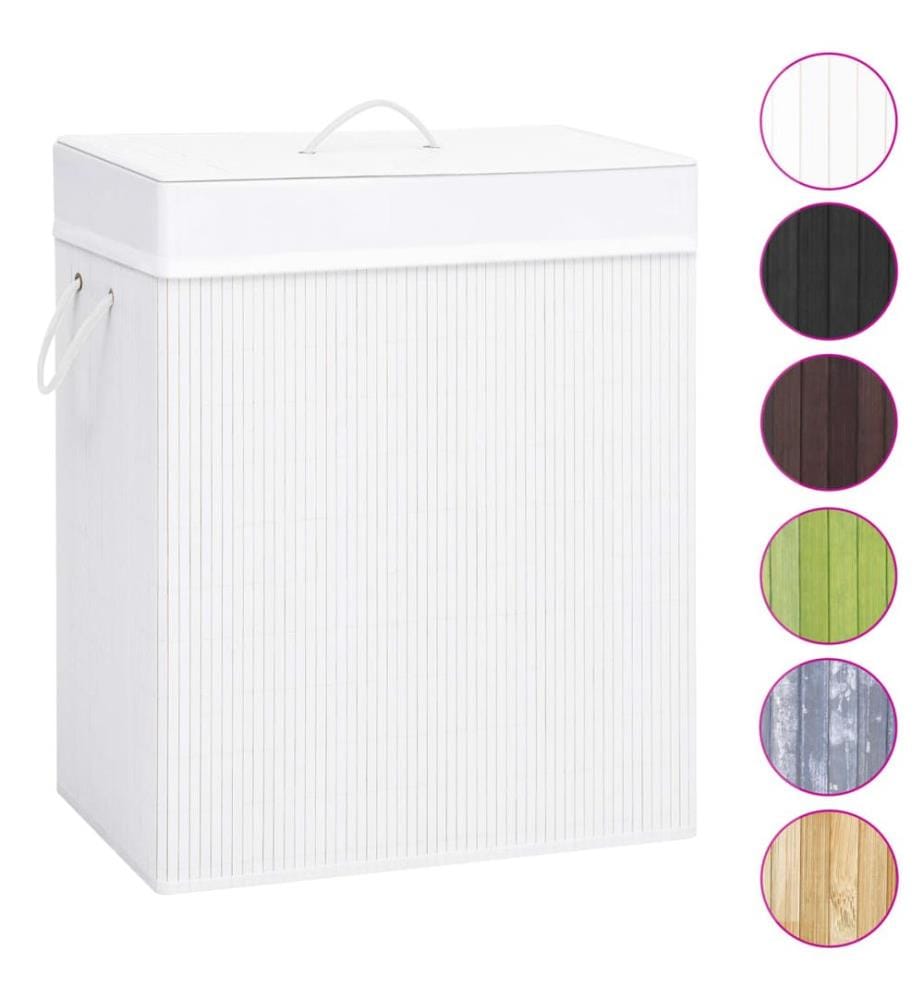 Panier à linge avec une seule section bambou blanc 83 L