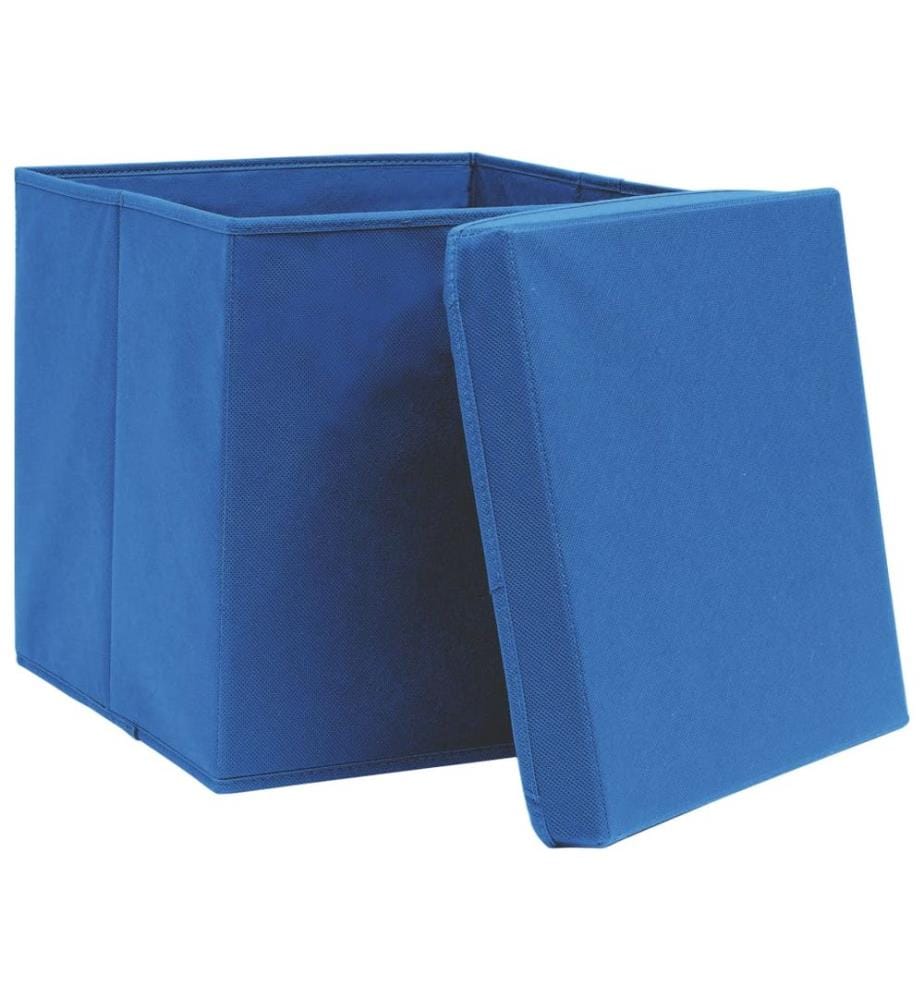 Boîtes de rangement avec couvercles 10 pcs 28x28x28 cm Bleu
