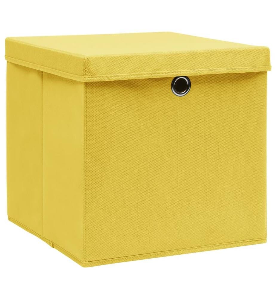 Boîtes de rangement avec couvercles 10 pcs 28x28x28 cm Jaune
