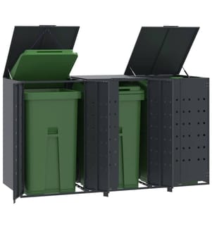Mülltonnenbox für 3 Tonnen Anthrazit 207x79x117 cm Stahl
