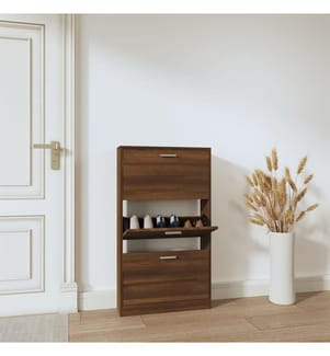 Schuhschrank Braun Eichen-Optik 59x17x108 cm Holzwerkstoff