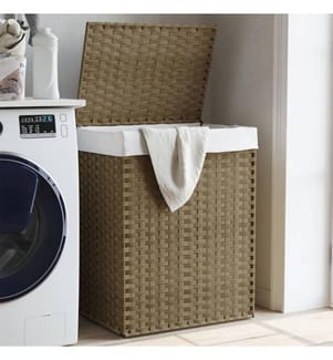 Wäschekorb mit Deckel 46x33x60 cm Poly Rattan