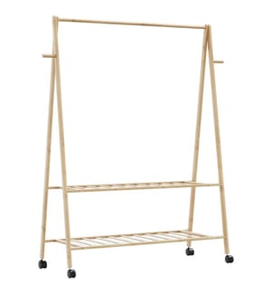Kleiderständer mit Ablagen und Rollen 132x45,5x155,5 cm Bambus