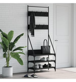 Kleiderständer mit Schuhablage Schwarz 72x34x184 cm