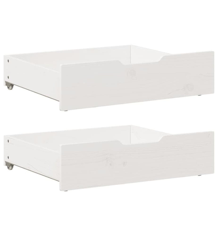 Tiroirs sous le lit 2 pcs blanc 75x55x17 cm bois de pin massif