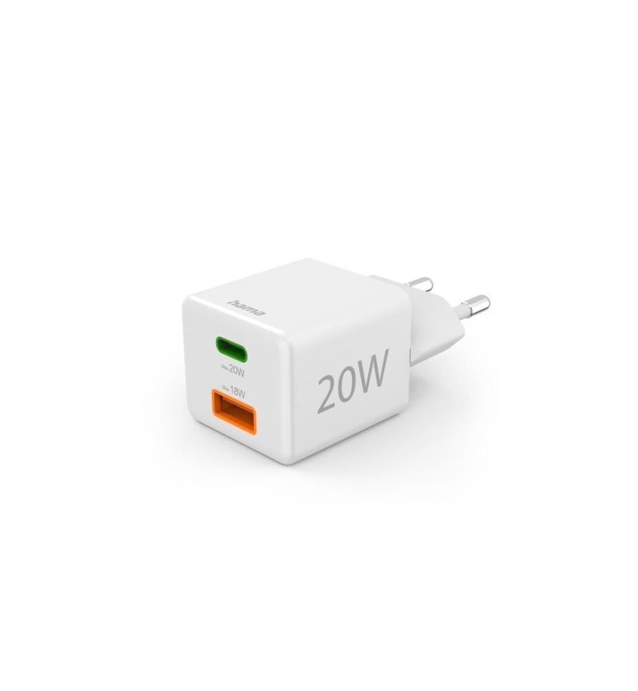 HAMA - Chargeur mural USB Gan charger USB-A USB-C 20 W Blanc