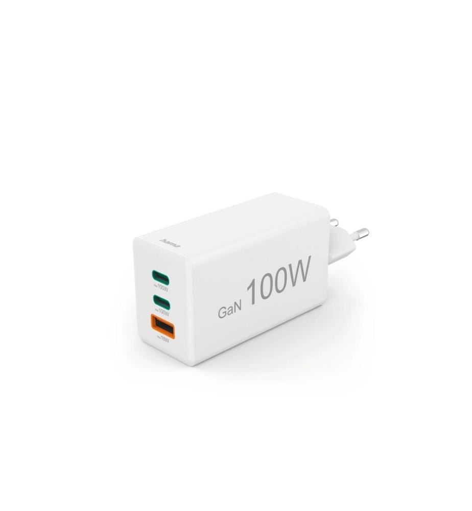 HAMA - Chargeur mural USB Gan charger 1x USB-A 2x USB-C 100 W Blanc