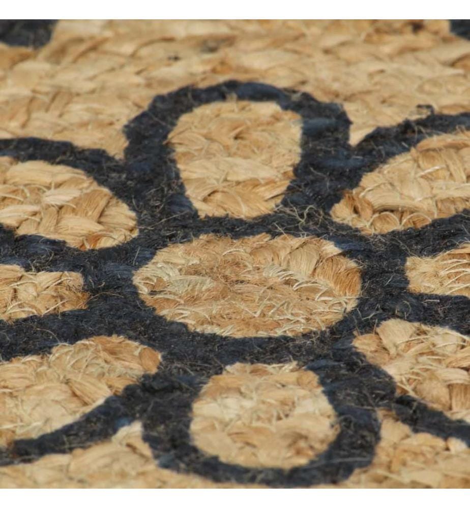 Teppich Handgefertigt Jute mit Dunkelblauem Aufdruck 90 cm
