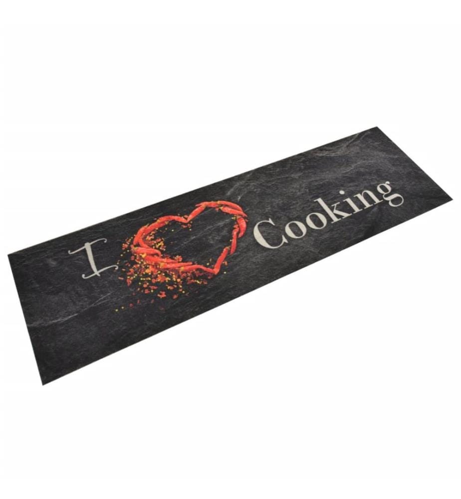 Tapis de cuisine lavable impression cuisine noir 45x150 cm