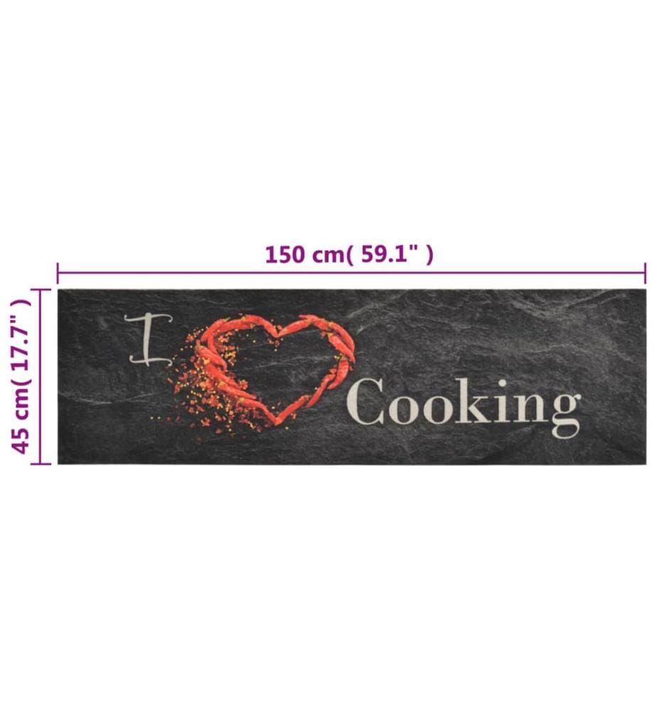 Tapis de cuisine lavable impression cuisine noir 45x150 cm