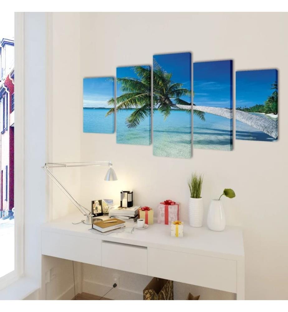 Bilder Dekoration Set Strand mit Palmen 200 x 100 cm