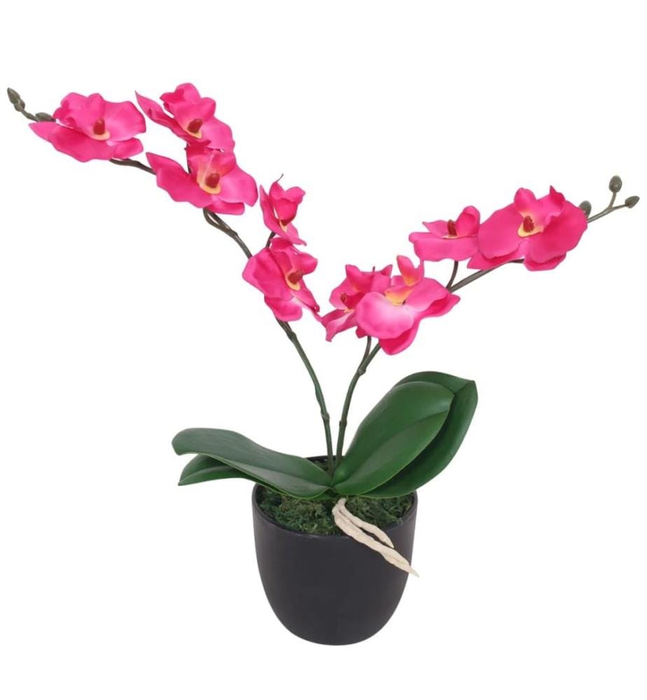 Künstliche Orchidee mit Topf 30 cm Rot