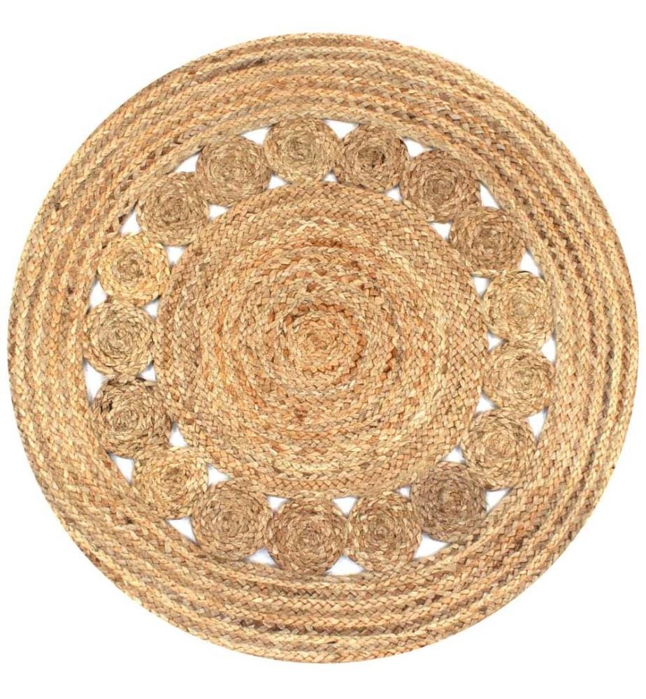 Teppich Flechtmuster Jute 90 cm Rund