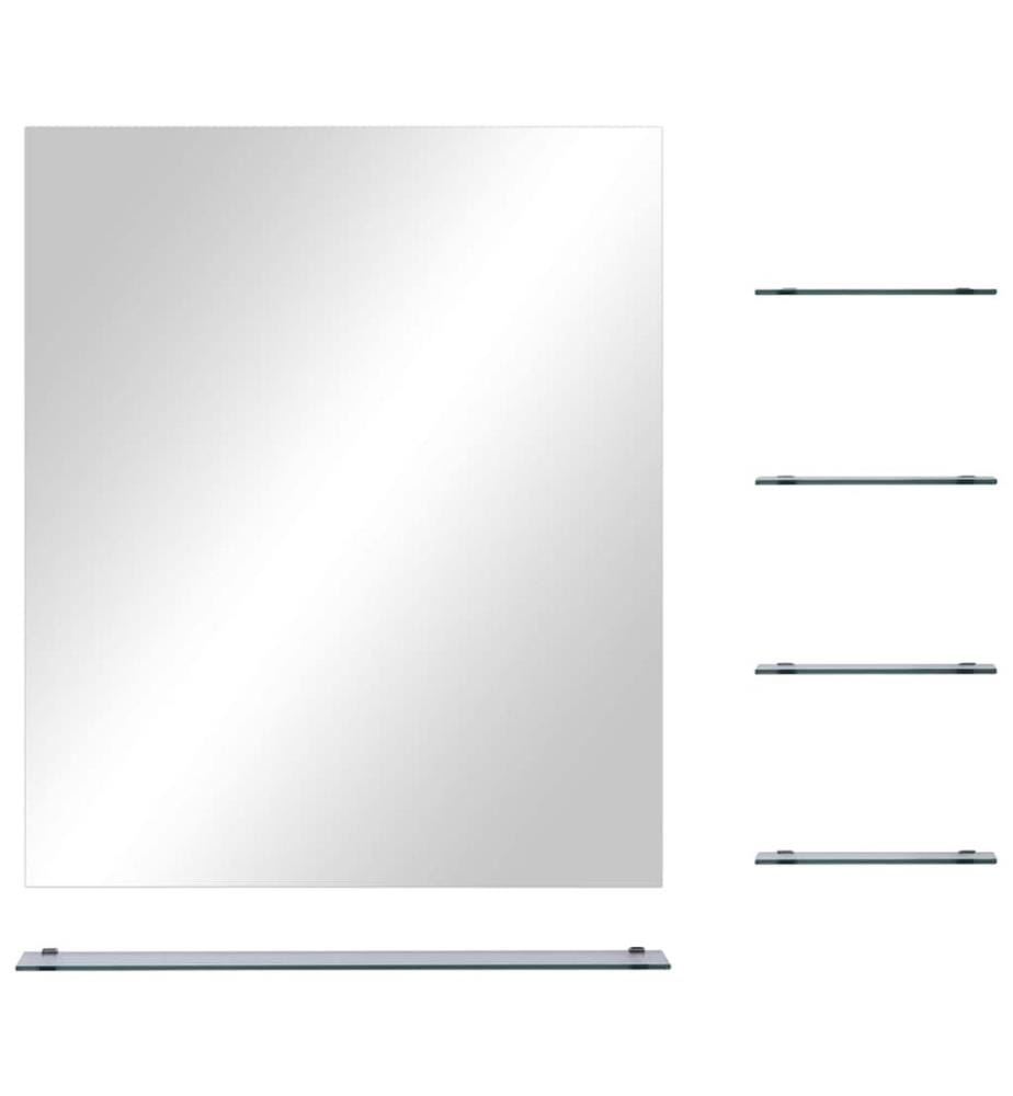 Wandspiegel mit 5 Ablagen Silbern 50×60 cm