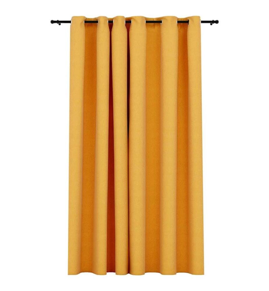 Rideau occultant Aspect de lin avec oeillets Jaune 290x245 cm
