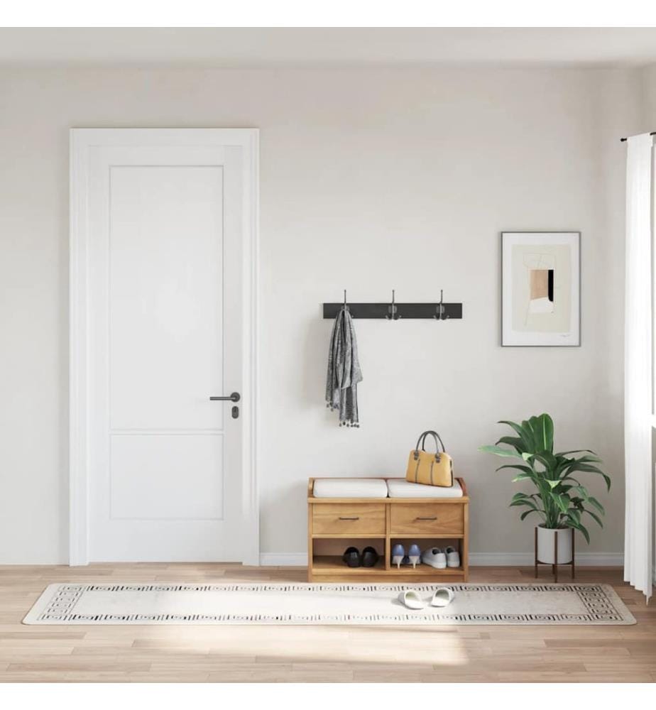 Teppich Waschbar 80x300 cm Hellbeige Rutschfest