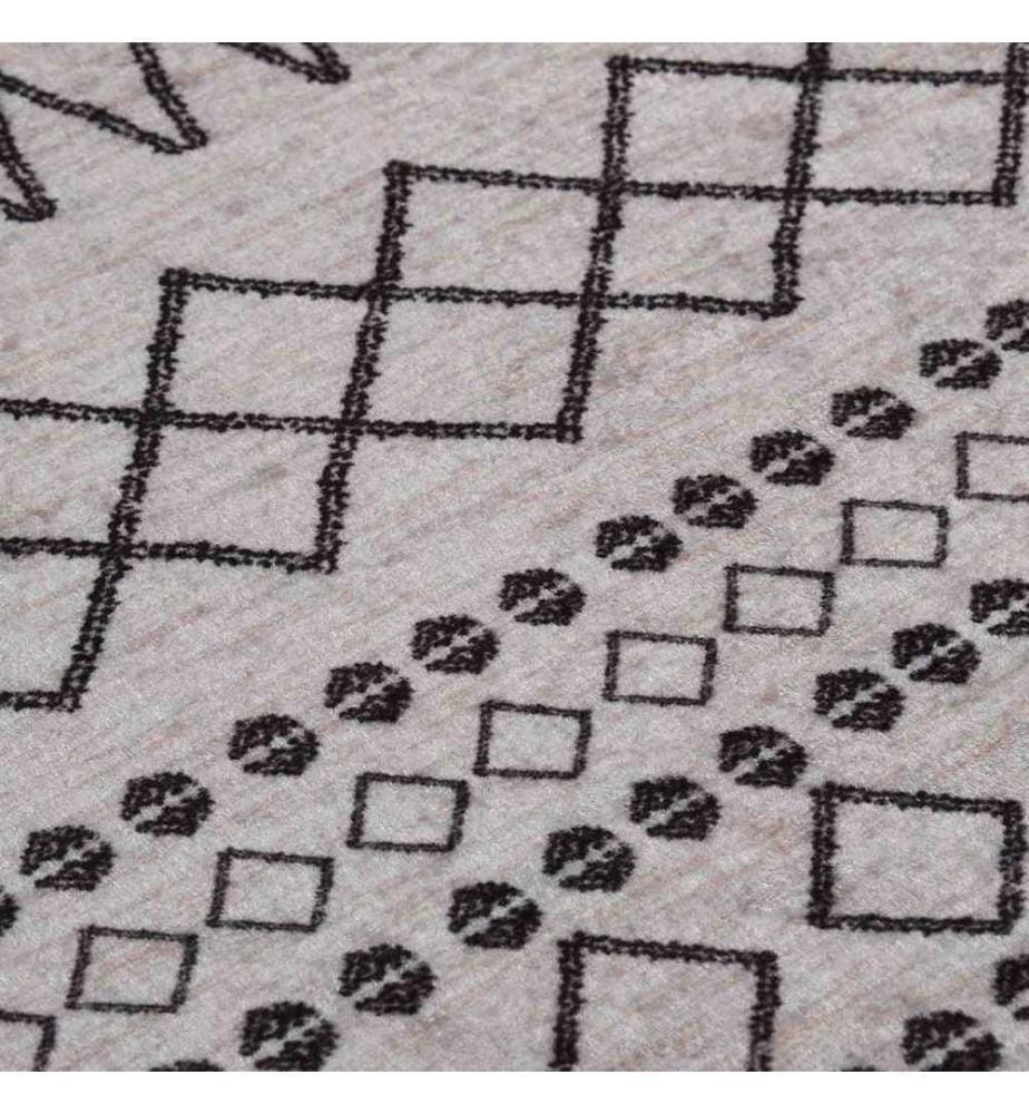 Tapis lavable antidérapant f120 cm noir et blanc