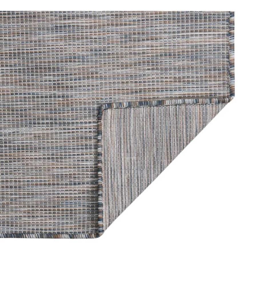 Tapis à tissage plat d'extérieur 80x250 cm Marron et bleu
