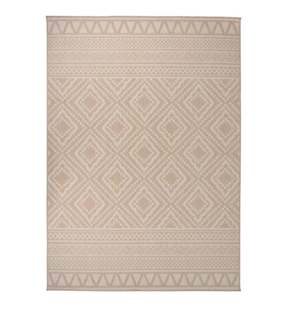 Outdoor-Teppich Flachgewebe 140x200 cm Braun Gestreift