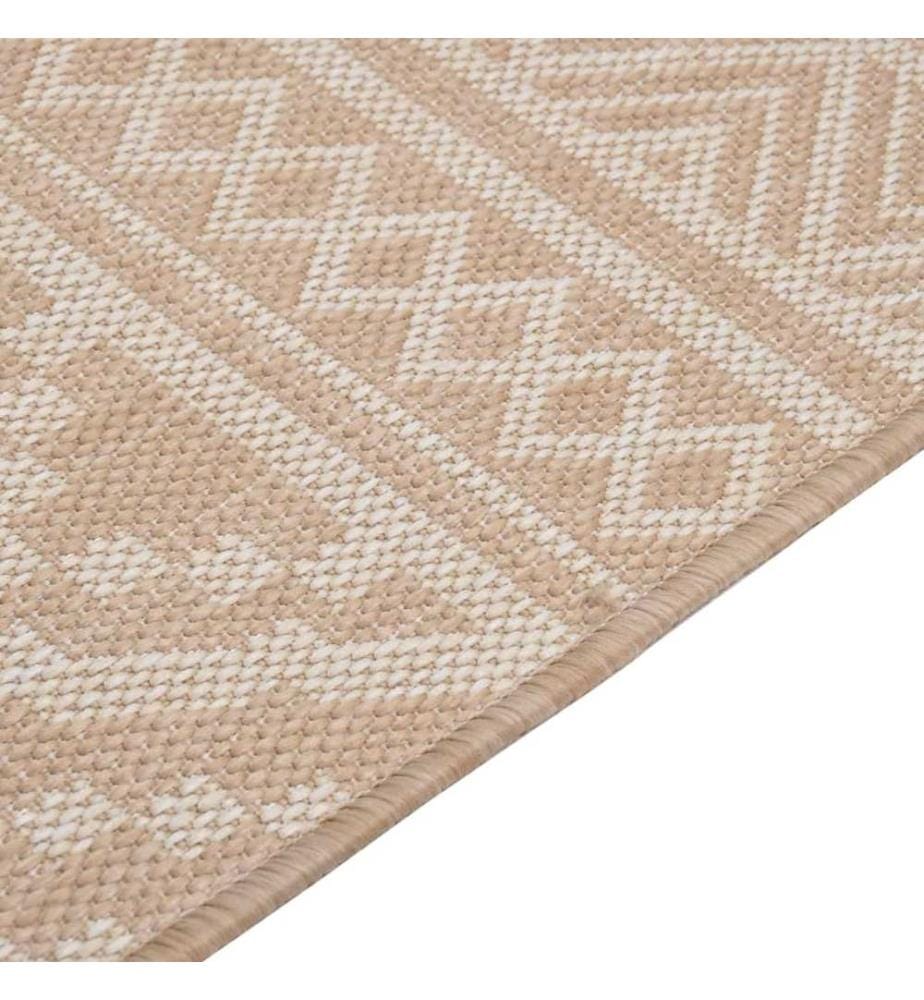 Outdoor-Teppich Flachgewebe 140x200 cm Braun Gestreift