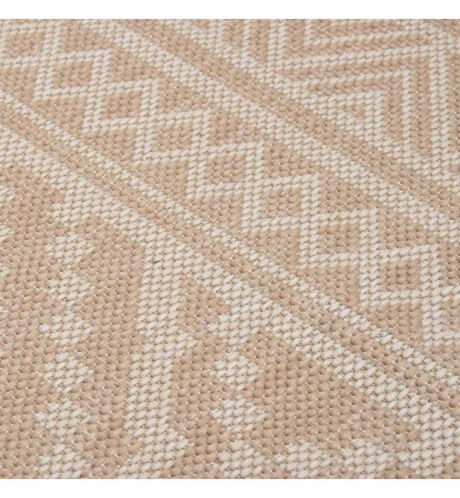 Outdoor-Teppich Flachgewebe 140x200 cm Braun Gestreift
