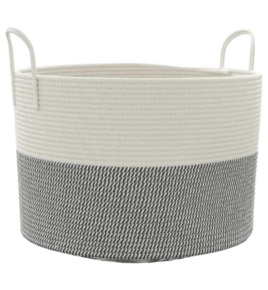 Panier de rangement gris et blanc Ø51x33 cm coton
