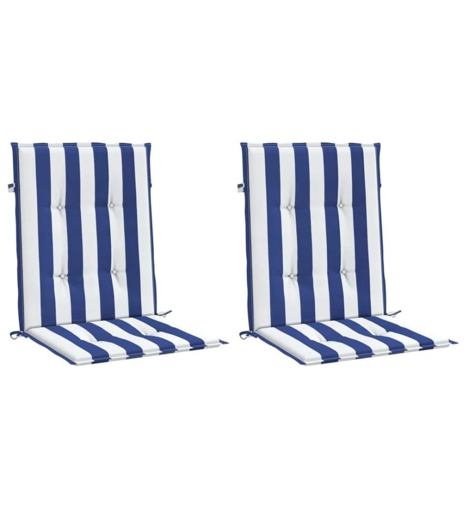 Coussins de chaise à dossier bas lot de 2 rayures bleu et blanc