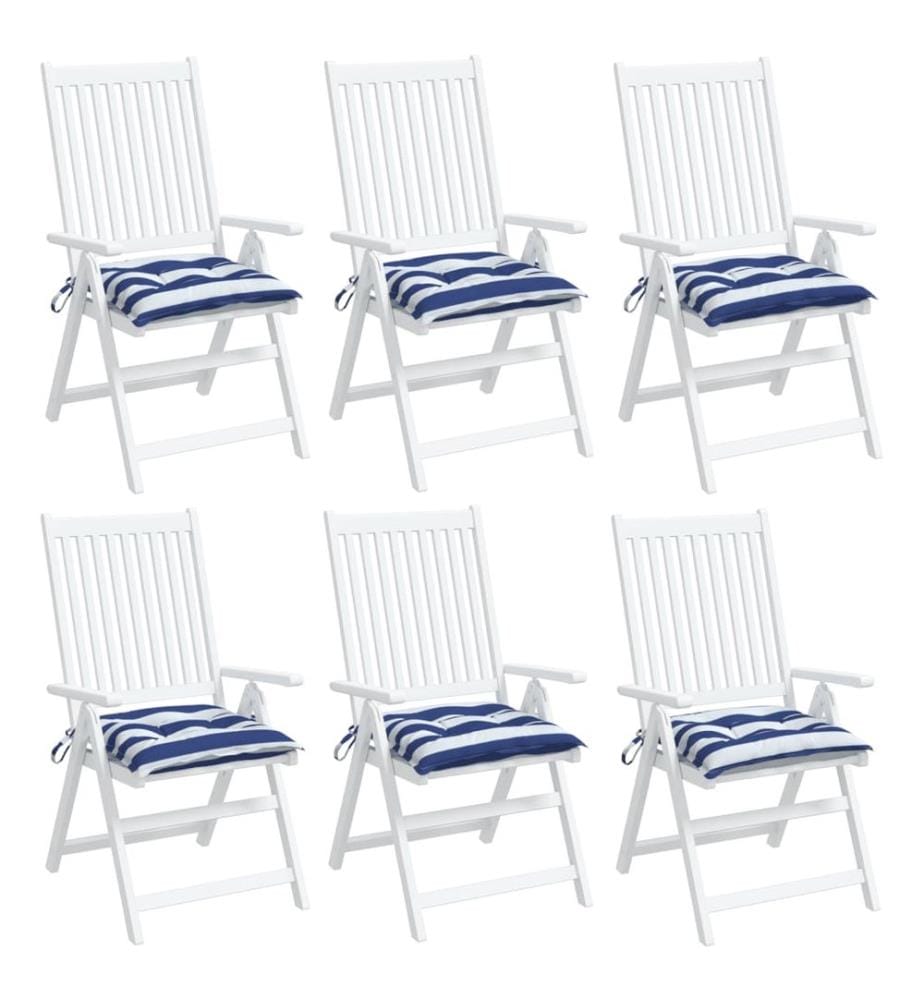 Stuhlkissen 6Stk. Blau & Weiss Gestreift 50x50x7cm Oxford-Gewebe