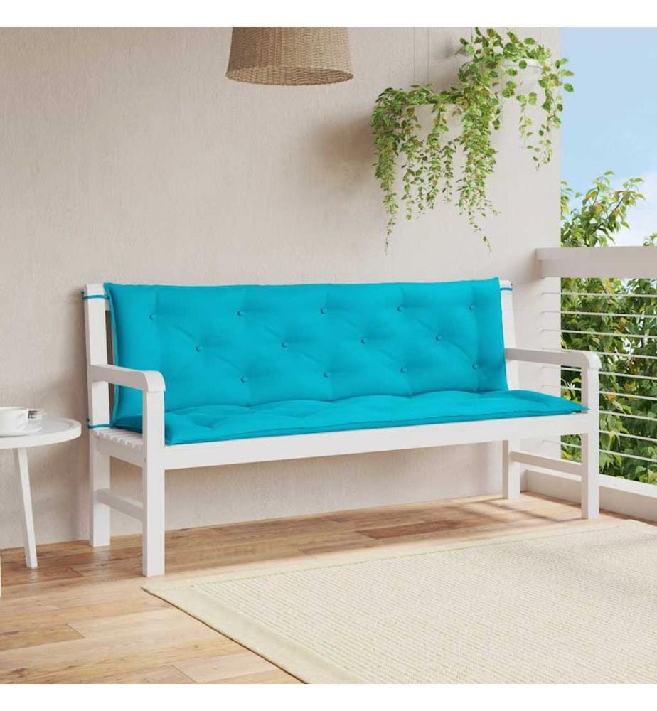 Coussins de banc de jardin lot de 2 turquoise 150x50x7 cm tissu