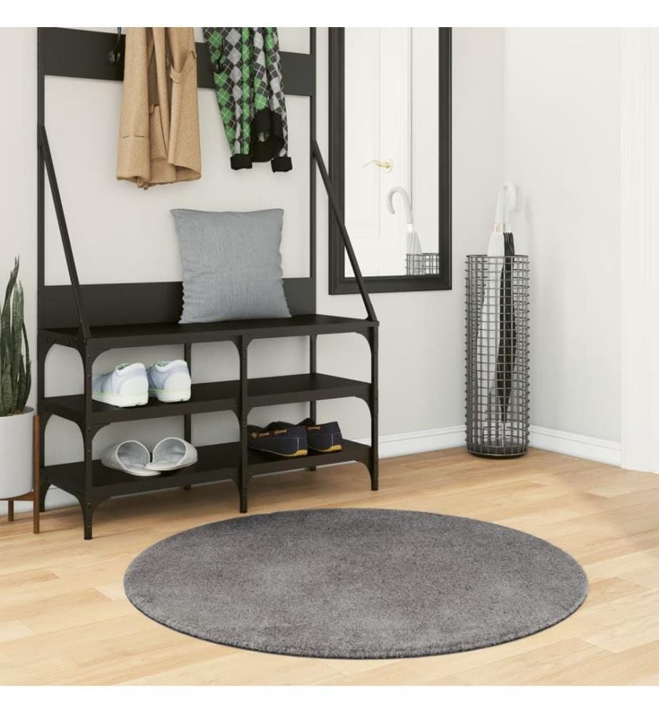 Tapis à poils courts doux et lavable anthracite Ø 100 cm