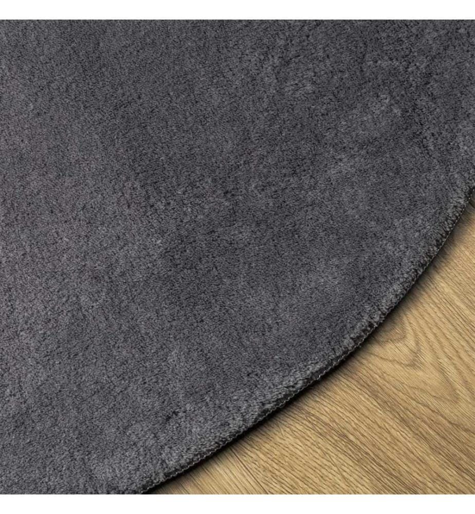 Tapis à poils courts doux et lavable anthracite Ø 100 cm