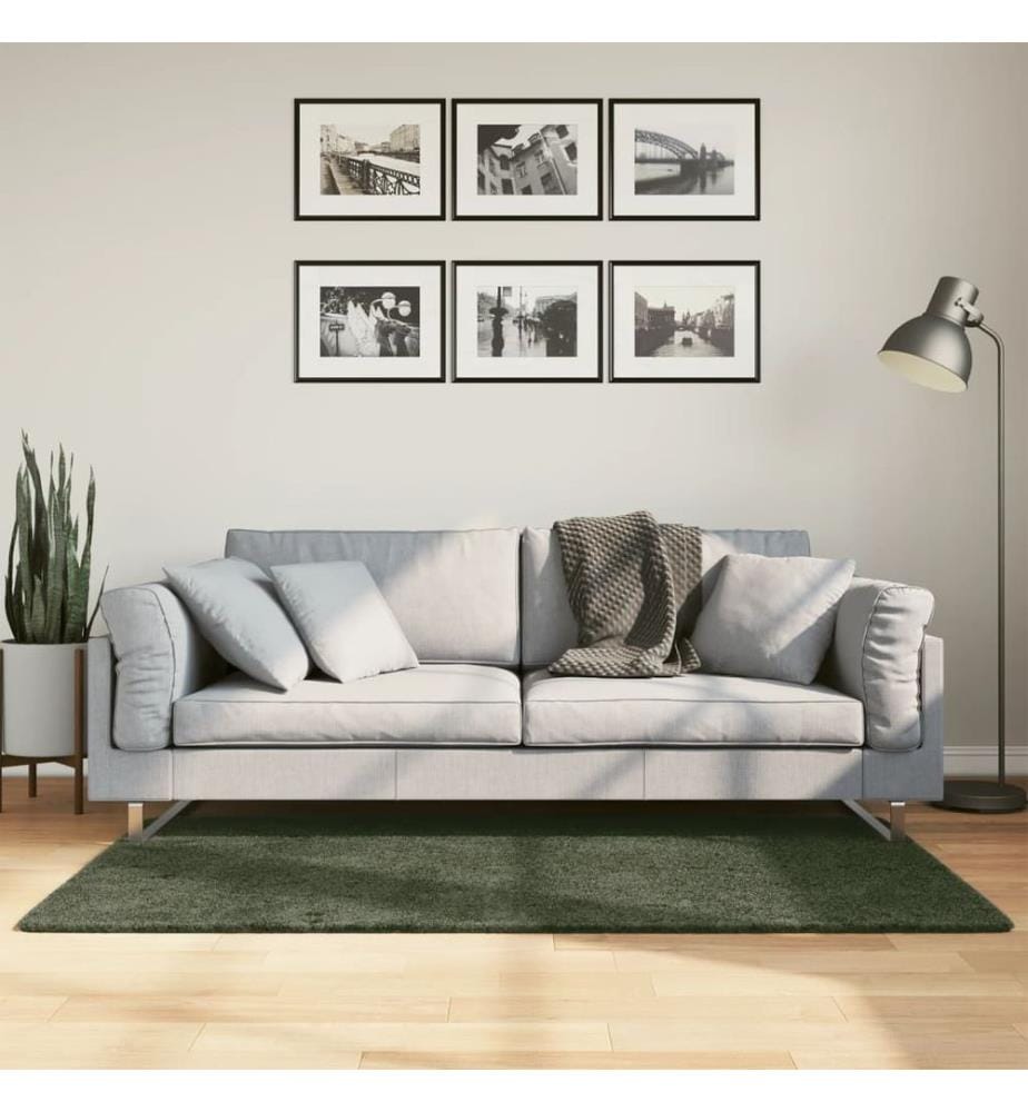 Tapis à poils courts doux et lavable vert forêt 80x150 cm